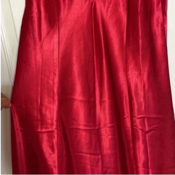 Vintage LA Intimates Nighty Maxi Red Satin Gown Made In USA Rare Party Holiday - Picture 10 of 16